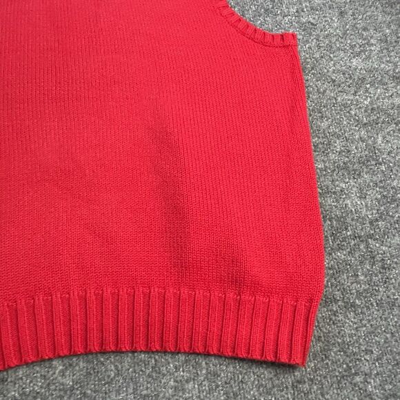 Vtg Polo Ralph Lauren Sweater Vest Mens Large Red Cotton Rib Knit Pony Fall Lg - Picture 13 of 15